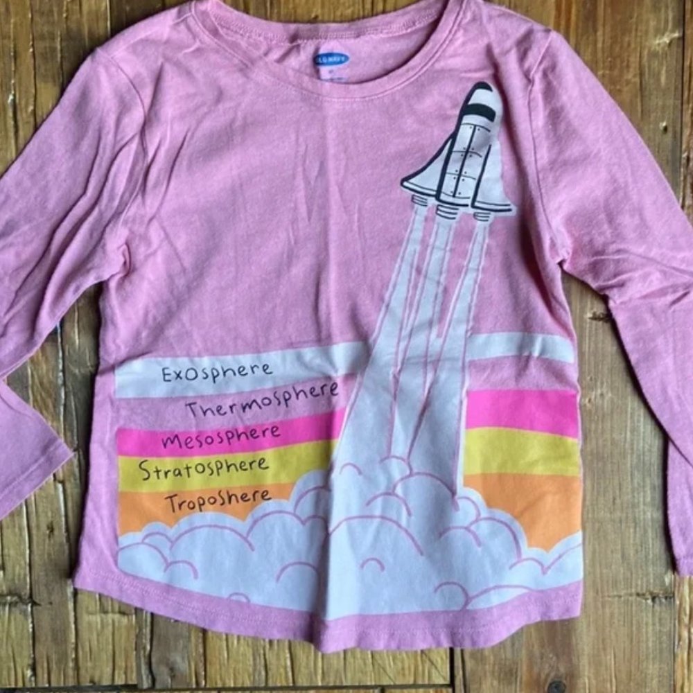 Girls Space Shuttle Atmospheric Layers Long Sleeve Tee - Old Navy, Pink, Size 4T